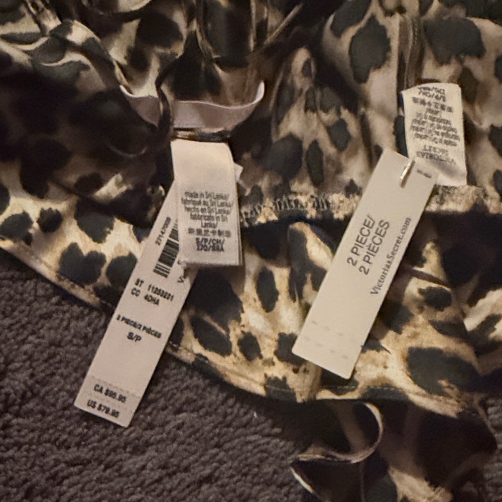 Victoria's Secret Leopard Satin Cami Set with Black Lace - Picture 2 of 2